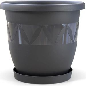 Plastard Blumentopf Capri Ø 40 cm Anthrazit  mit Untersetzer - Pflanzkübel
