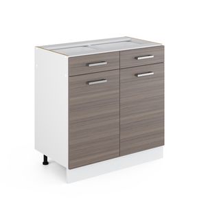Livinity® Küchenunterschrank R-Line, 80 cm ohne Arbeitsplatte, Grau/Weiß