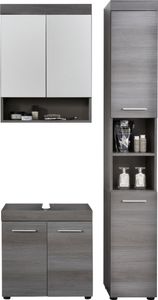 trendteam Bad 3-teilige Kombination Runner/Moon Sardegna Rauchsilber Melamin 103 x 190 x 31 cm