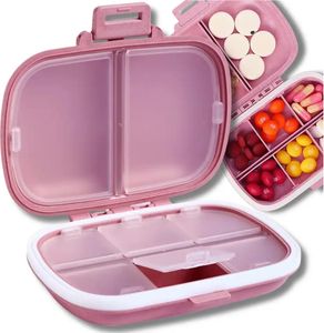 Organizérská krabička na léky, tablety, 8 přihrádek, obdélníková nádobka
