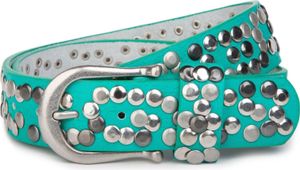 styleBREAKER Damen Nietengürtel mit unterschiedlichen Nieten, Kunstleder Gürtel Einfarbig, Damengürtel kürzbar 03010008