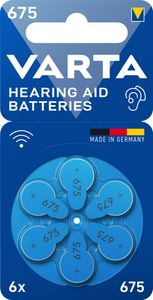 VARTA Hörgeräte Knopfzelle "Hearing Aid Batteries" 675 6 Stück