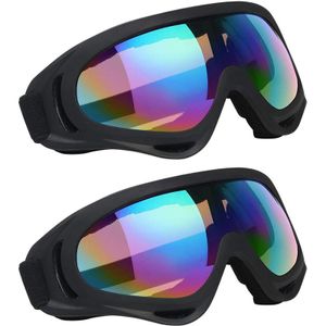 2 Stück Unisex Ski Snowboard Brille, Snowboardbrille, UV-Schutz Goggle, Anti-Fog Skibrille, für Skifahren (Bunt)