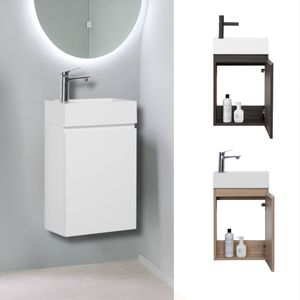 GOOM Badmöbel LINO 40 cm Waschbecken mit Unterschrank Gäste-WC Möbel Vormontiert Weiß