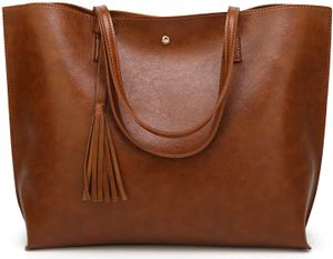 Damen Handtaschen Shopper Kunstleder Messenger Bags Einkaufstasche Brown