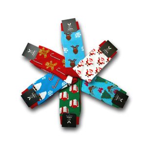 TwoSocks Weihnachtssocken 6er Set - Weihnachtsmann Socken Santa Socken Weihnachten Baumwolle Einheitsgröße Weihnachtsgeschenk