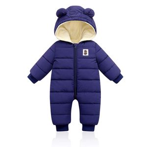 Baby Winter Overall mit Kapuze, Strampler Schneeanzug Jungen Mädchen Langarm Jumpsuit Warm Outfits Geschenk(Navy blau,80cm)