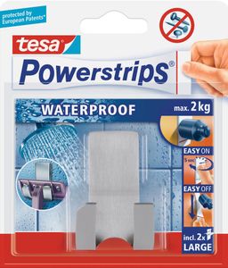 tesa Powerstrips Rasierhalter "WAVE" WATERPROOF Edelstahl