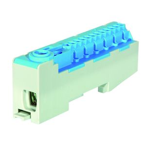 Pollmann steckbare Nullleiterklemme für Tragschienen N14-S blau