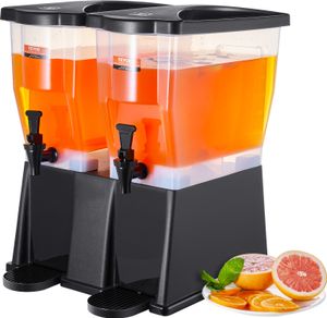 VEVOR Getränkespender, 11 L x 2 Getränkespender für Partys, Saftspender aus Kunststoff mit Standhahndeckel, Eistee-Limonadensaft-Wasserspender, für Restaurants, Hotels, Partys