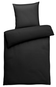 Interlock Jersey Bettwäsche 135x200 Schwarz Uni Bettwäsche einfarbig Bettbezug 135 x 200