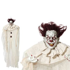 Horrorclown-Dekofigur Halloween-Deko weiss-schwarz 130 cm