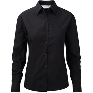 Dámská bavlněná košile / halenka / pracovní blůza s dlouhým rukávem BC2734 (Medium) (Black)