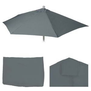 Ersatz-Bezug für Sonnenschirm halbrund Lorca, Sonnenschirmbezug Ersatzbezug, 270cm Stoff/Textil UV 50+ 3kg  anthrazit