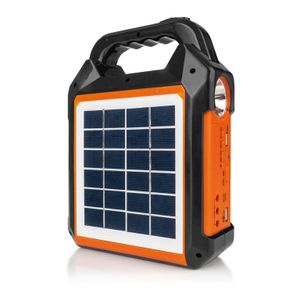 EASYmaxx Solar-Generator Kit 4500mAh 2 Auflademodi Solarpanel USB Aufladen Handy Powerbank u.v.m. Integriertes FM-Radio Lautsprecher Schwarz/Orange