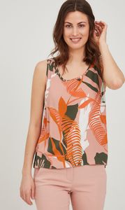 fransa FRALJUNGLE Damen Bluse Ärmellos mit Rundhalsausschnitt 100% Viskose EcoVero und floralem Allover-Print fransa FRALJUNGLE Damen Bluse Ärmellos mit Rundhalsausschnitt 100% Viskose EcoVero und floralem Allover-Print