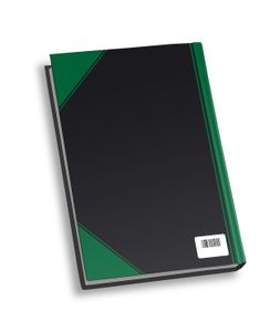 5x Kladde / Notizbuch / DIN A4 / 96 Blatt / blanko / schwarz mit grünen Ecken