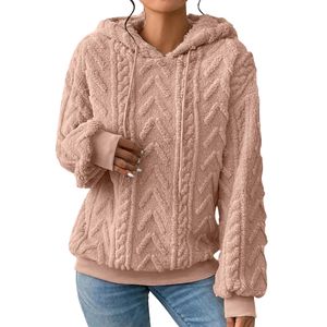 Damen Kapuzenpullover Winter Warm Plüsch Pullover Loses Sweatshirts Fuzzy Oberteile Kamel,Größe:L