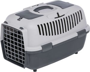 Transportbox Hundebox Katzenbox hellgrau-dunkelgrau 58,5 x 37 x 38 cm