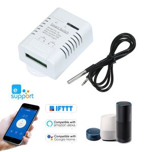 eWeLink TH-16 Smart Wifi-Schalter 16A / 3500W Überwachung der Temperatur Wireless Home Automation Kit mit wasserdichtem DS18B20-Temperatursensor Kompatibel mit Alexa Google Home / Nest