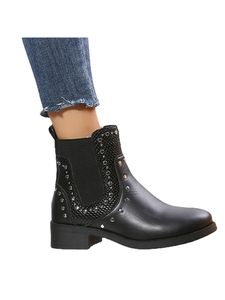 Ladies Block Winter Schuhe Büro an Chelsea Boot Leichte runde Zehenkomfortstiefel anziehen, Farbe:Schwarz, Größe: 41