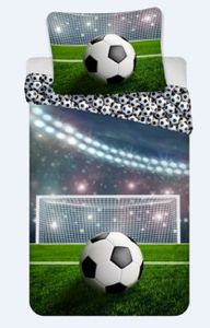 Bettwäsche Fußball Kissenbezug 80 x 80 cm und Bettbezug 135 x 200 cm, 100 % Baumwolle
