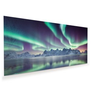 Glasbild Wandbild Aurora borealis Nordlichter 80x40cm in XXL für Wohnzimmer, Schlafzimmer, Badezimmer, Flur