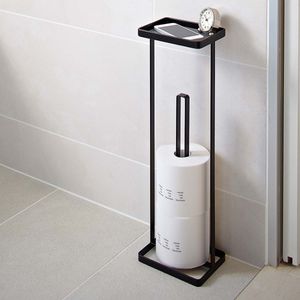 Yamazaki Home Toilettenpapierständer Toilettenpapierhalter mit Ablage schwarz freistehend