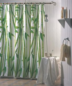 MSV Duschvorhang 180x200cm Anti Schimmel Textil Badewannenvorhang Bambus