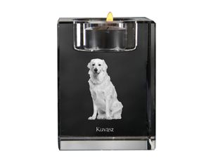 Kuvasz - Kerzenhalter mit Hundefoto, Teelichthalter aus Kristall, personalisiertes Geschenk der Marke Art-Dog