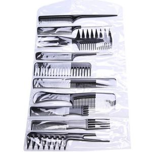 10 Stück Professionelles Haar-Styling-Kamm-Set Haarstyling Clips Salon   Friseurkamm Set für Alle Haartypen - Schwarz