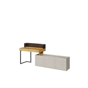 MINIO Büromöbelset FELIX S12B 2-Teiling Möbelset | Hikora Natural / Silk Flou Farbe mit Stahlbein