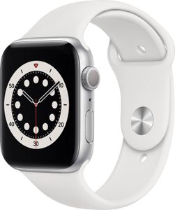 Apple Watch Series 6 44mm stříbrný hliník s bílým sportovním řemínkem kategorie A