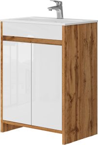 Vicco Waschtischset  Lemgo, 2 Teile, Goldkraft Eiche/Weiß Hochglanz