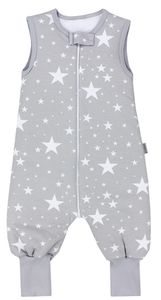 TupTam Baby Schlafsack mit Füßen Ganzjahresschlafsack  e Materialien 2,5 TOG, Farbe: Weiße Sterne / Grau, Größe: 80-86