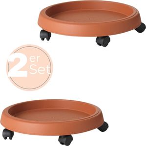 2x Pflanzenroller Outdoor Wetterfest Rollbrett Pflanzen Blumentopf Untersetzer mit Rollen Pflanzenroller Rund Blumenroller 35 cm