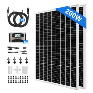 200W Solarpanel Kit 2x100W Solar Set 12V Monokristallin Solaranlage 40A Laderegler