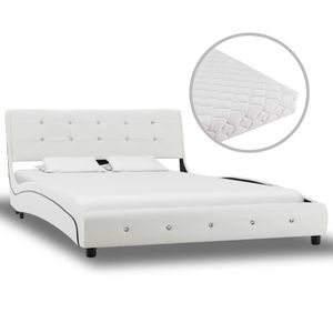 Duolm Bett mit Matratze Weiß Kunstleder 120 × 200 cm