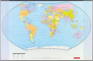 Herlitz Schreibunterlage 680 x 440 mm mit politischer Weltkarte schwarz