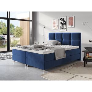 Boxspringová posteľ 180x200 CAMRIN - modrá + topper ZDARMA