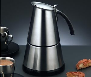 Espresso Kocher EKO 364/E ElPresso mini, für 2/4 Tassen Espresso, Edelstahl, verdecktes Heizelement, 360° Zentralsockel