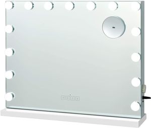 COSTWAY Schminkspiegel mit 15 LED Beleuchtung Spiegel 3 Lichtfarben inkl. 10-Fach-Vergrößerungsglas Bluetooth 58x15x48cm