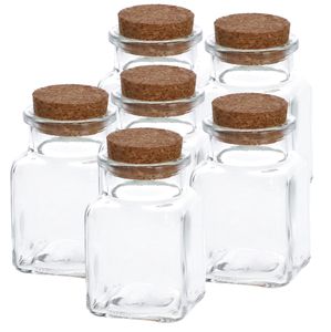 KOTARBAU® 6er Set Einmachgläser 125 ml Glas mit Korkverschluss transparent Glasfläschchen Gewürzgläser Mini Korkengläser