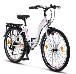 Licorne Bike Stella Premium City Bike in 24, 26 und 28 Zoll - Fahrrad für Mädchen, Jungen, Herren und Damen - Shimano 21 Gang-Schaltung - Hollandfahrrad, Farbe:Weiss, Zoll:26