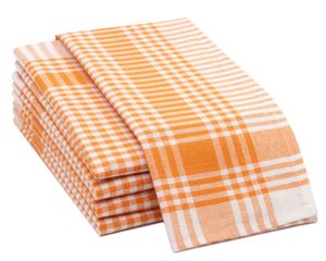 5er Set Geschirrtücher, Baumwolle, 50x70 cm, orange-kariert