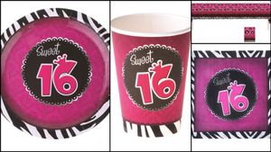 Set 16 Jahre Geburtstag Sweet 16 Luxus pink schwarz 37 Teile Größe: ohne Attribut