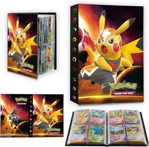 Sammelalbum Sammelheft für Pokemon Karten, 4 Taschen 30 Seiten 240 Karten Kapazität, Wrestler Pikachu Lucario rot