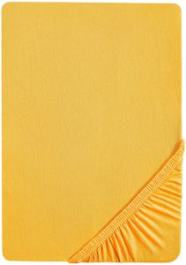 Castell Spannbettlaken 90x200 cm (90x190cm bis 100x200cm), Spannbetttuch Stretch Jersey, gelb kurkuma
