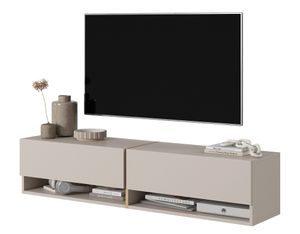 Selsey MIRRGO - TV-Möbel 140 cm taupe mit vergoldeter Einlage