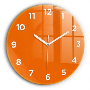 Wallfluent Große Wanduhr – Stilles Quarzuhrwerk - Uhr Dekoration Wohnzimmer Schlafzimmer Küche - Zifferblatt - weiße Zeiger - 60 cm - Orange